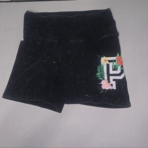 PINK Victoria's Secret Black Athletic Shorts with Floral Logo